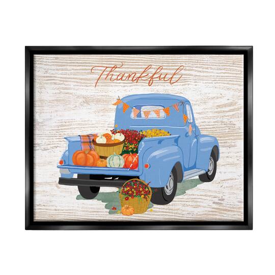 Stupell Industries Thankful Farmhouse Harvest Truckload Framed Floater Canvas Wall Art